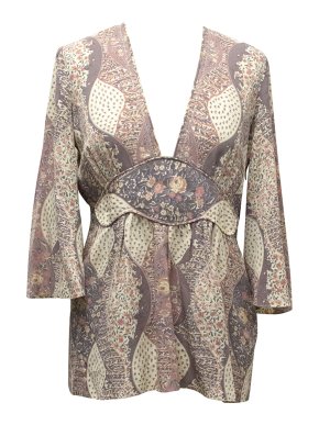 Katayone Adeli Patterned Plunge Neck Blouse