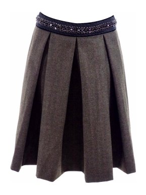 PRADA Runway Jeweled Wool Party Skirt