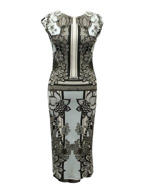 Roberto Cavalli Blue & Black Floral Dress