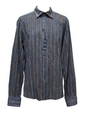 Poggianti Blue & Brown Stripe Shirt