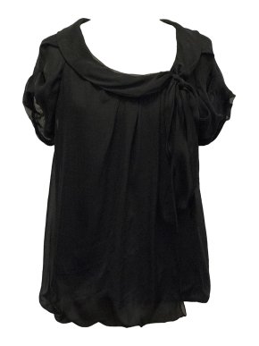 Sportmax Black Silk Short-Sleeve Top