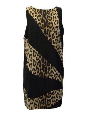 Moschino Cheap & Chic Sleeveless Black & Leopard Dress