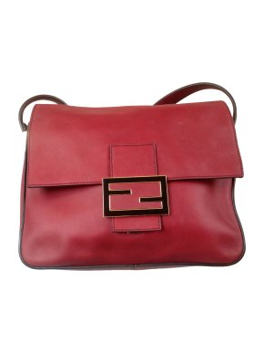 Fendi red leather shoulder bag