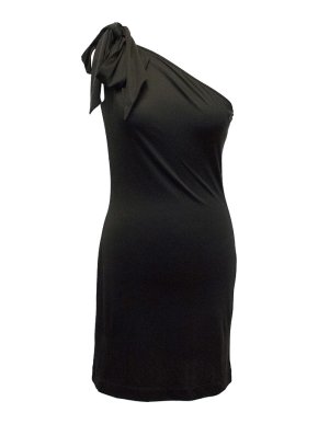Chloe One Shoulder Silk Black Dress