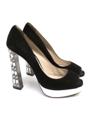 Miu Miu Black Heels with Embellished Heel