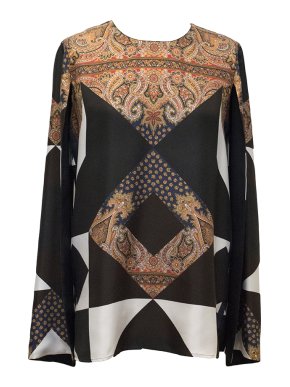 Givenchy Silk Multiprint Long Sleeved Blouse
