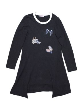 Monnalisa girls navy blue long sleeved dress