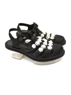 Simone Rocha black sandals with faux pearl embellishment