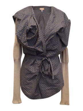 Vivienne Westwood Navy Patterned Blouse with Beige Arms