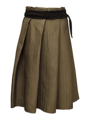 Biryukov Brown Full Skirt with Black Waist 1