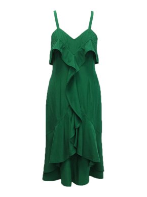 Yves Saint Laurent Emerald Green Ruffle Dress