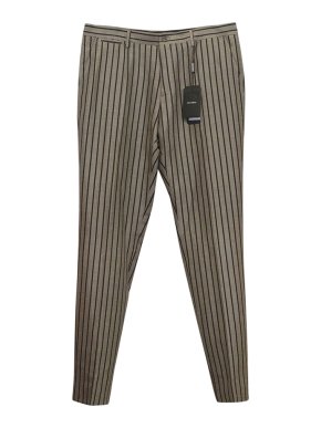 Dolce & Gabbana Beige Striped Linen Trousers