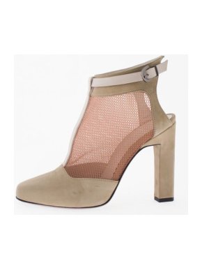 Karina IK beige suede booties with mesh