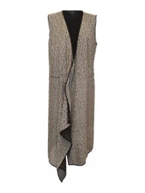 Rachel Roy Black White Sleeveless Duster Jacket