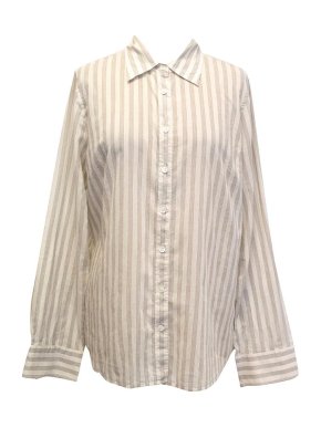 J. Crew Cream Shirt with Grey Stripes