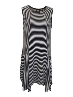 Anna Sui Black and White Sleeveless Striped Dress