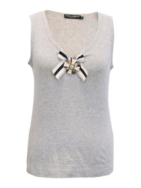 Dolce & Gabbana Grey Tank with Bow Embellishment