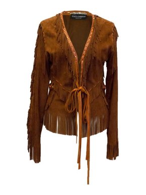 Dolce & Gabbana brown goatskin fringe jacket