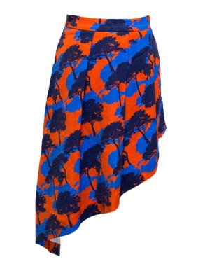Osman orange and blue tree print skirt