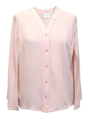 Osman Light Pink Cape Sleeved Silk-Blend Blouse