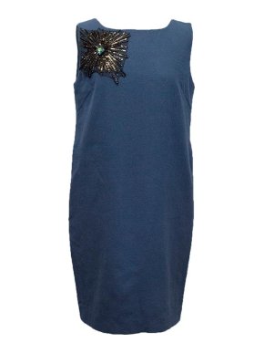Osman Blue Sleeveless Dress with Embellishment