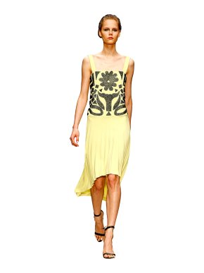 Osman yellow dress with black beading