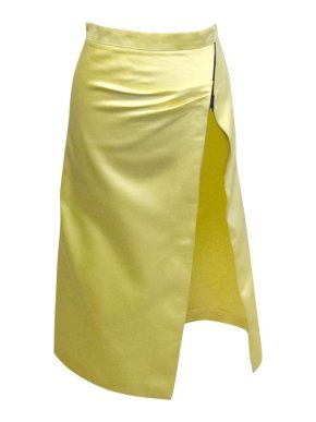 Osman Yellow Satin Skirt with Thigh High Slit