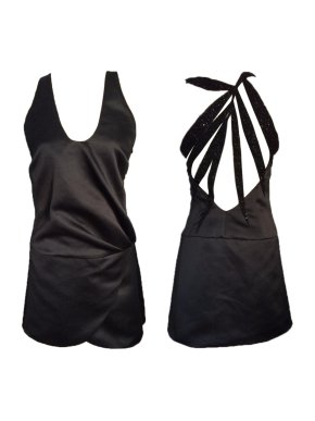 EMPORIO ARMANI Runaway Black Embellished Mini Dress