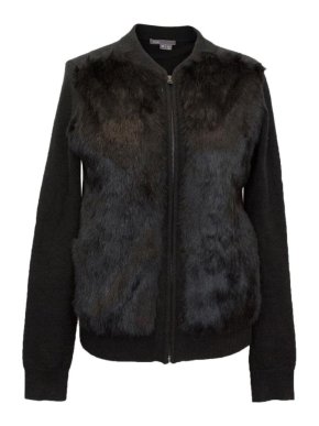 Vince Chinese Rabbit Fur Zip Up Cardigan