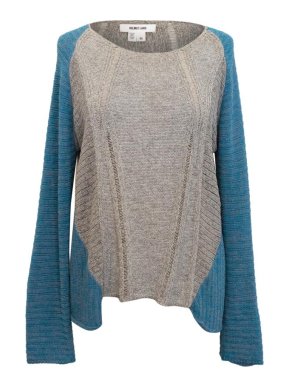 Helmet Lang Blue and Grey Raglan Knit Jumper