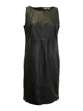 J Brand Leather Shift Dress with Ribbed Panels