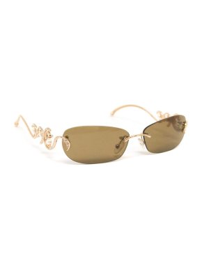 Judith Leiber 'JL1528' Small Sunglasses With Gold And Pearl Arms