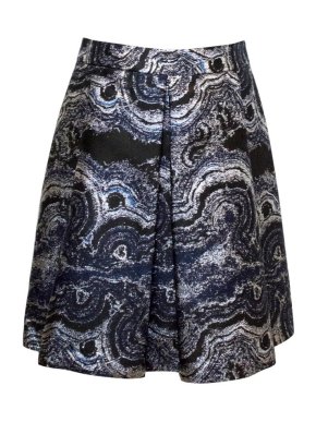 Osman Black, Navy And Metallic Silver A-Line Skirt
