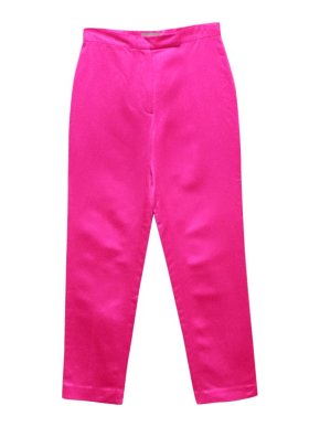 Osman Fuchsia Pink Silk Slim Cigarette Trousers