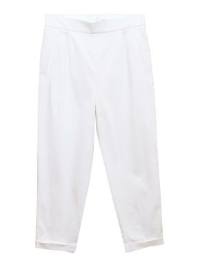 Osman White High-Waisted Trousers With Cuffed Hem