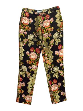 Osman Black, Gold and Red Floral Patterned Trousers