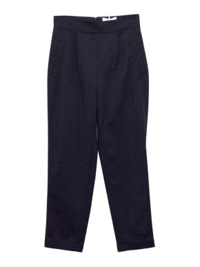 Osman Navy High-Waisted Cropped Cigarette Trousers