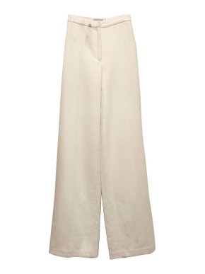 Osman Cream Wool Cashmere Blend Wide Leg Trousers