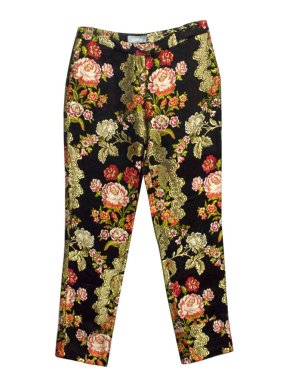 Osman Black and Gold Floral Print Trousers