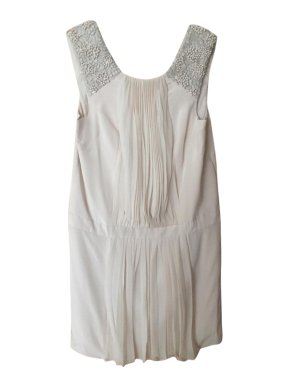 Tibi Cream Silk Chiffon Embellished Dress