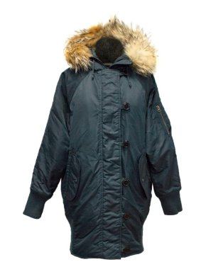 I. Spiewak & Sons Padded Navy Jacket with Coyote Fur Trim