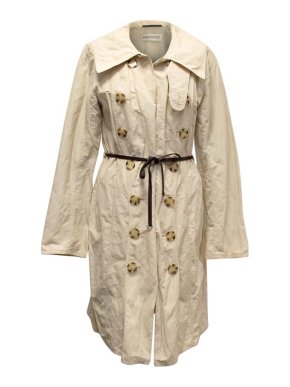 Ramosport Beige Raincoat with Brown Leather Belt