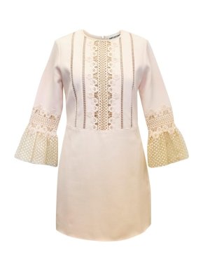 Self-Portrait Cream Mini Dress with Lace Trim