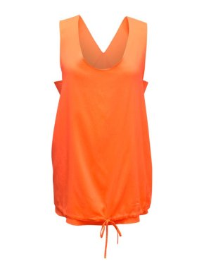 Chloe Neon Orange Silk Top with Cut-out Side Panels 1