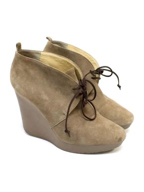 Jimmy Choo Light Brown Suede Wedge Heel Ankle Boots