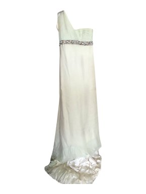 Roberto CavalliPale Green Chiffon & Silk Embellished Gown - NEVER WORN