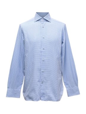 Ermenegildo Zenga Men's Blue Houndstooth Patterned Shirt