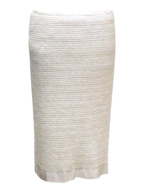 Lanvin Cream Textured Straight Skirt