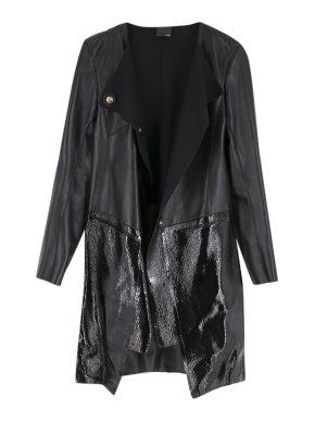 Fendi Black Leather Two Toned Coat