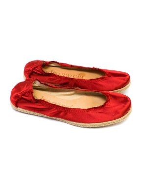 Pedro Garcia Red Satin Espadrille Ballerina Pumps